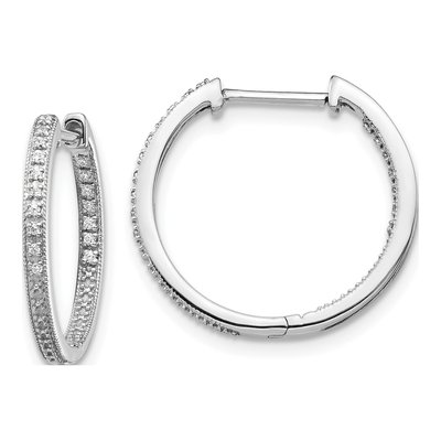 10K White Gold 1/10 ct tw Diamond Inside-Out Hoop Earrings
