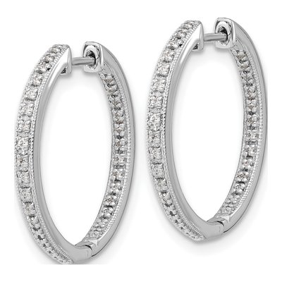 10K White Gold 1/5 ct tw Inside-Out Diamond Hoop Earrings – view 2