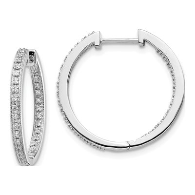 10K White Gold 1/5 ct tw Inside-Out Diamond Hoop Earrings