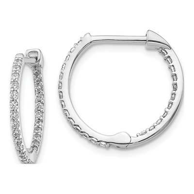 14K White Gold 1/2 ct tw 16mm Diamond Inside-Out Hoop Earrings