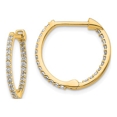 14K Yellow Gold 1/2 ct tw 16mm Diamond Inside-Out Hoop Earrings