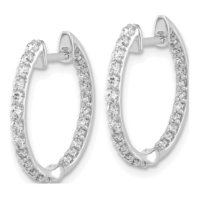 14K White Gold 5/8 ct tw 17mm Diamond Inside-Out Hoop Earrings – view 2