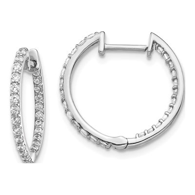14K White Gold 5/8 ct tw 17mm Diamond Inside-Out Hoop Earrings