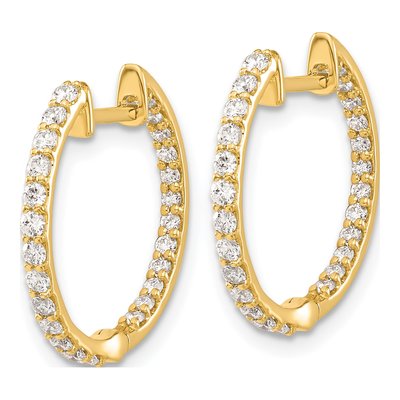 14K Yellow Gold 5/8 ct tw 17mm Diamond Inside-Out Hoop Earrings – view 2