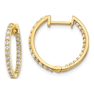 14K Yellow Gold 5/8 ct tw 17mm Diamond Inside-Out Hoop Earrings