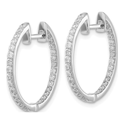 14K White Gold 3/4 ct tw 19mm Diamond Hoop Earrings – view 2