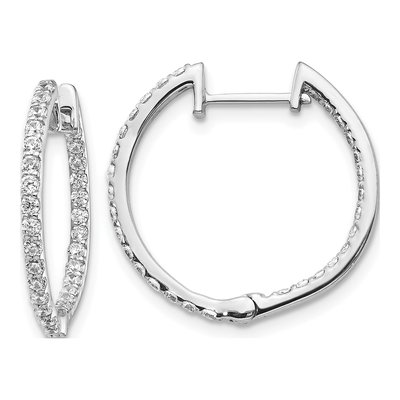 14K White Gold 0.82 ct tw 19mm Lab-Grown Diamond Hoop Earrings
