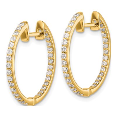 14K Yellow Gold 3/4 ct tw 19mm Diamond Inside-Out Hoop Earrings – view 2