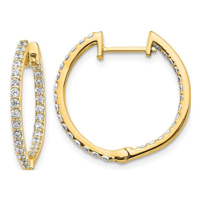 14K Yellow Gold 3/4 ct tw 19mm Diamond Inside-Out Hoop Earrings