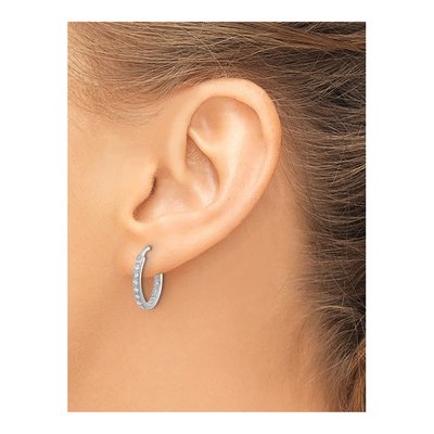 14K White Gold 1/4 ct tw 15mm Diamond Inside-Out Hoop Earrings – view 3