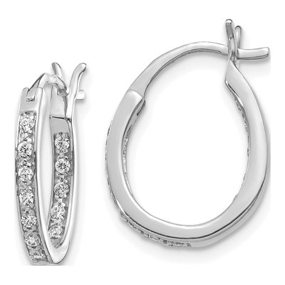 14K White Gold 1/4 ct tw 15mm Diamond Inside-Out Hoop Earrings