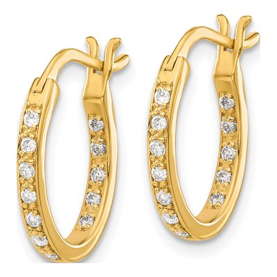 14K Yellow Gold 1/4 ct tw 15mm Diamond Inside-Out Hoop Earrings – view 2
