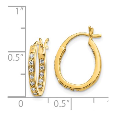 14K Yellow Gold 1/4 ct tw 15mm Diamond Inside-Out Hoop Earrings – view 4