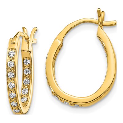 14K Yellow Gold 1/4 ct tw 15mm Diamond Inside-Out Hoop Earrings