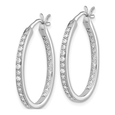 14K White Gold 1/2 ct tw 25mm Diamond Inside-Out Hoop Earrings – view 3