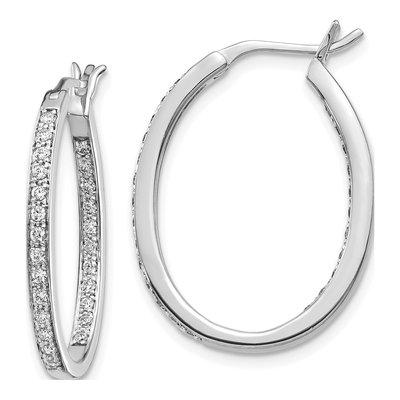 14K White Gold 1/2 ct tw 25mm Diamond Inside-Out Hoop Earrings