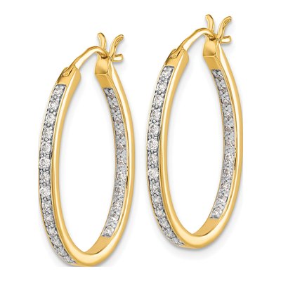 14K Yellow Gold 1/2 ct tw 25mm Diamond Inside-Out Hoop Earrings – view 3