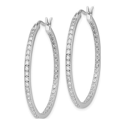 14K White Gold 3/4 ct tw 35mm Diamond Inside-Out Hoop Earrings – view 3