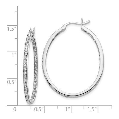14K White Gold 3/4 ct tw 35mm Diamond Inside-Out Hoop Earrings – view 5