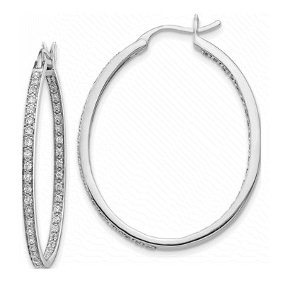 14K White Gold 3/4 ct tw 35mm Diamond Inside-Out Hoop Earrings