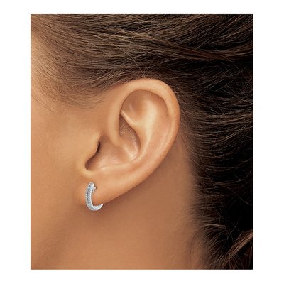 14K White Gold 1/6 ct tw 12mm Diamond Inside-Out Hoop Earrings – view 4