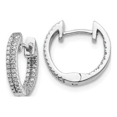 14K White Gold 1/6 ct tw 12mm Diamond Inside-Out Hoop Earrings