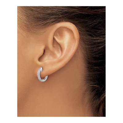 14K White Gold 1/5 ct tw 14mm Diamond Inside-Out Hoop Earrings – view 4