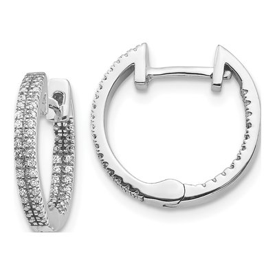 14K White Gold 1/5 ct tw 14mm Diamond Inside-Out Hoop Earrings