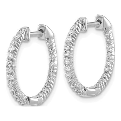 10K White Gold 1/2 ct tw 18mm Diamond Inside-Out Hoop Earrings – view 2