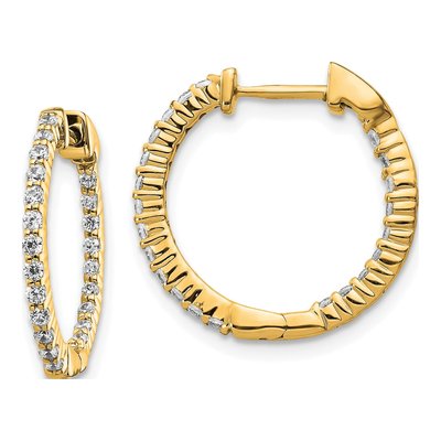 10K Yellow Gold 1/2 ct tw 18mm Diamond Inside-Out Hoop Earrings