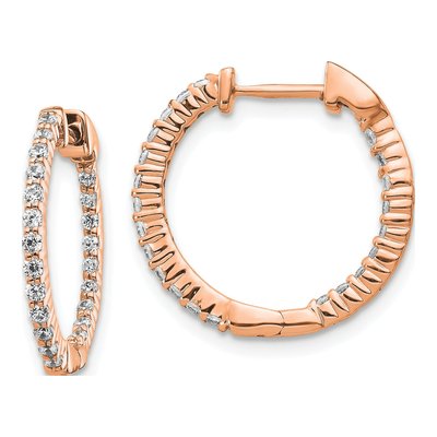 14K Rose Gold 1/2 ct tw 18mm Lab-Grown Diamond In-And-Out Hoop Earrings