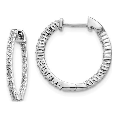 14K White Gold 1/2 ct tw 18mm Diamond Inside-Out Hoop Earrings