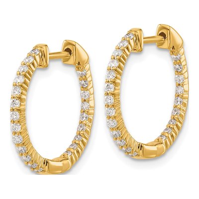14K Yellow Gold 1/2 ct tw 18mm Diamond Inside-Out Hoop Earrings – view 3
