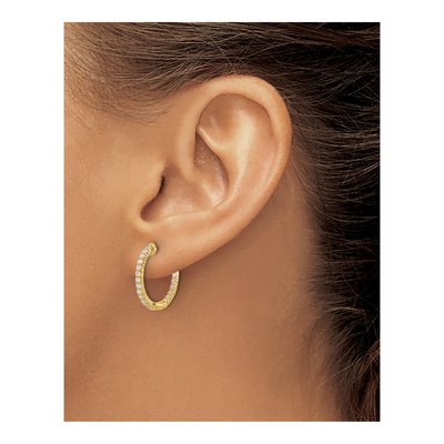 14K Yellow Gold 1/2 ct tw 18mm Diamond Inside-Out Hoop Earrings – view 4