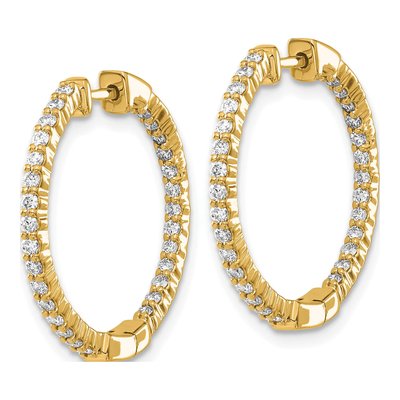 10K Yellow Gold 5/8 ct tw 23mm Diamond Inside-Out Hoop Earrings – view 2