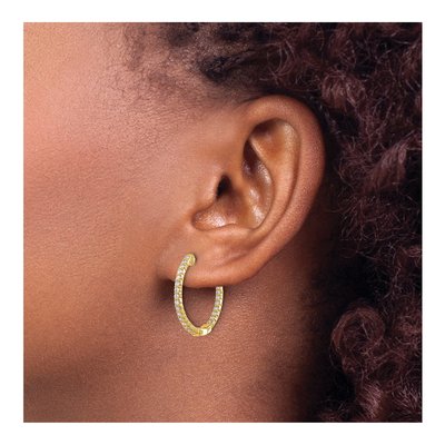 10K Yellow Gold 5/8 ct tw 23mm Diamond Inside-Out Hoop Earrings – view 3