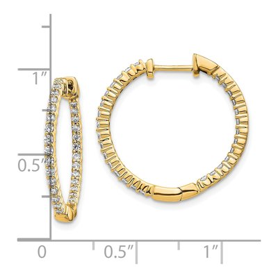 10K Yellow Gold 5/8 ct tw 23mm Diamond Inside-Out Hoop Earrings – view 4