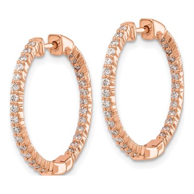 14K Rose Gold 5/8 ct tw 23mm Diamond Inside-Out Hoop Earrings – view 2