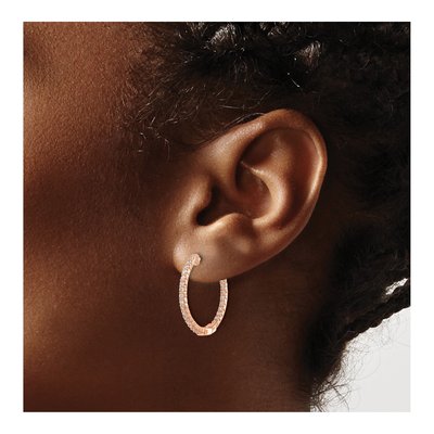 14K Rose Gold 5/8 ct tw 23mm Lab-Grown Diamond Hoop Earrings – view 3