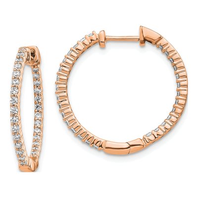 14K Rose Gold 5/8 ct tw 23mm Lab-Grown Diamond Hoop Earrings