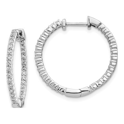 14K White Gold 5/8 ct tw 23mm Lab-Grown Diamond Hoop Earrings