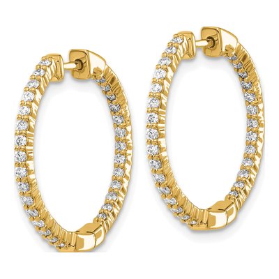 14K Yellow Gold 5/8 ct tw 23mm Diamond Inside-Out Hoop Earrings – view 3