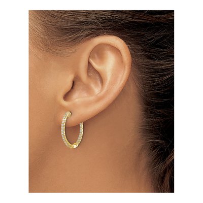 14K Yellow Gold 5/8 ct tw 23mm Diamond Inside-Out Hoop Earrings – view 4