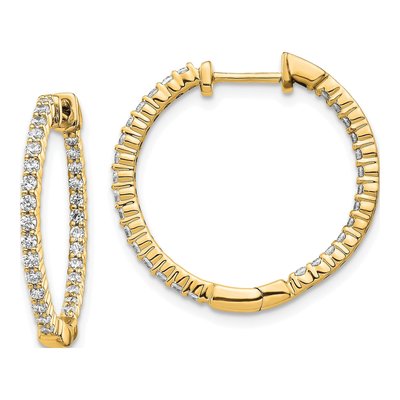 14K Yellow Gold 5/8 ct tw 23mm Lab-Grown Diamond Inside-Out Hoop Earrings