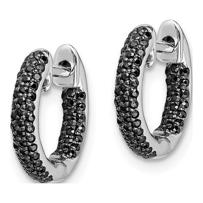 10K White Gold 3/8 ct tw Diamond Inside-Out Hoop Earrings – view 2