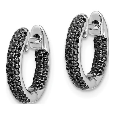 14K White Gold 3/8 ct tw Diamond Inside-Out Hoop Earrings – view 2