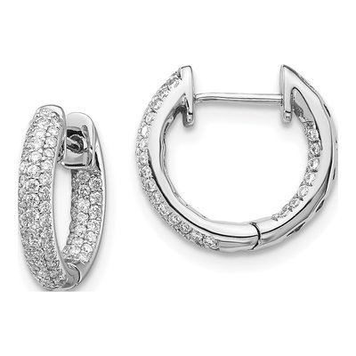14K White Gold 3/8 ct tw Diamond Inside-Out Hoop Earrings