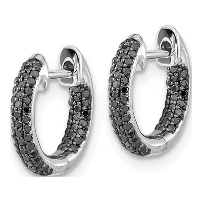 10K White Gold 3/8 ct tw Black Diamond Inside-Out Hoop Earrings – view 2
