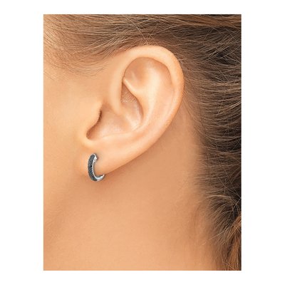 10K White Gold 3/8 ct tw Black Diamond Inside-Out Hoop Earrings – view 3