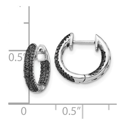 10K White Gold 3/8 ct tw Black Diamond Inside-Out Hoop Earrings – view 4